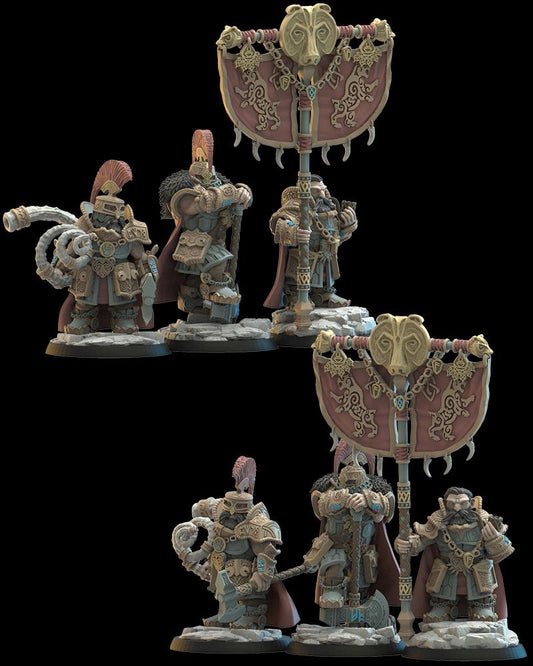 Dwarf Magyabor Guard Command Group Resin Boss Miniature alternate view 2