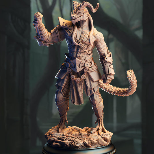 Black Dragonborn Fighter Resin Boss Miniature alternate view 2
