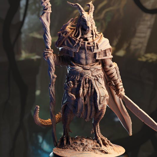 Black Dragonborn Druid Resin Boss Miniature alternate view 2