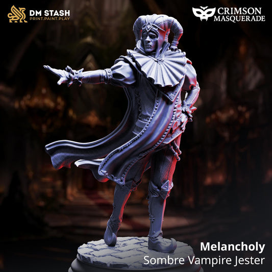 Vampire Jester - Melancholy Sombre Resin Miniature Figure alternate view 2