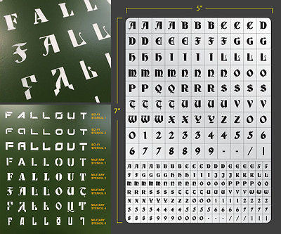 Pochoir aérographe lettrage militaire 003