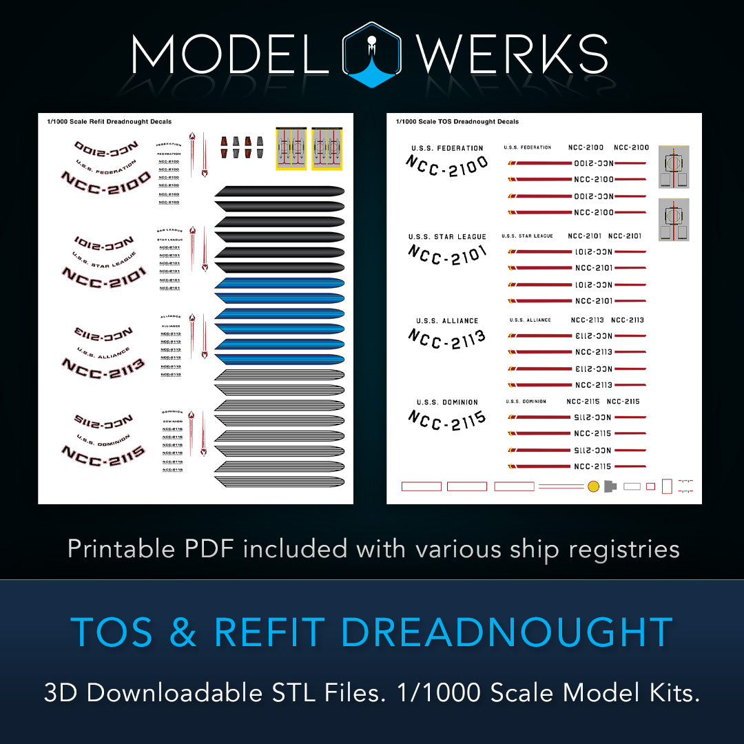 1/1000 TOS and Refit Dreadnought Class STL File Download