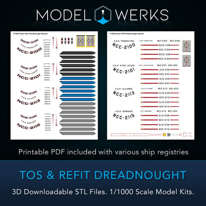 1/1000 TOS and Refit Dreadnought Class STL File Download