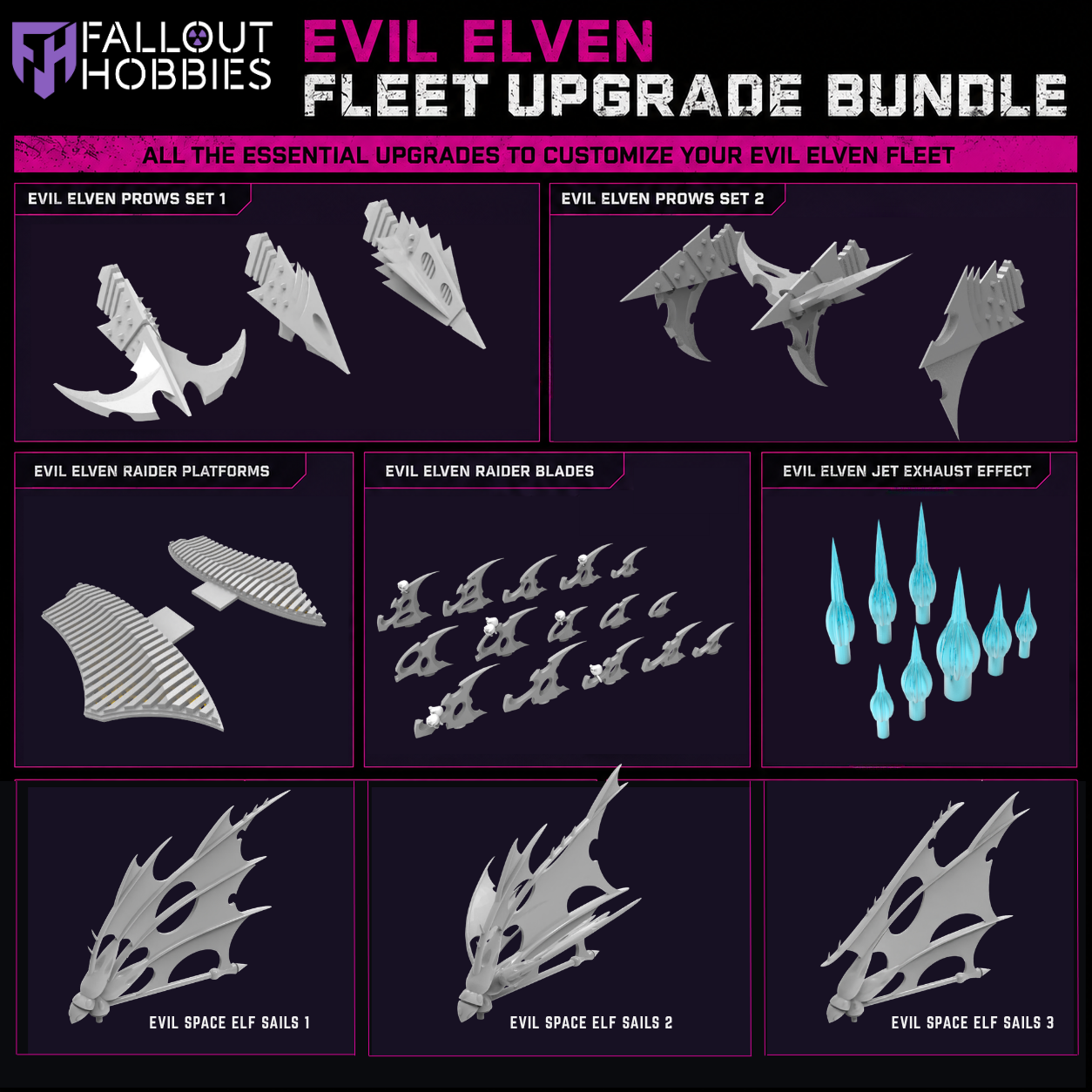 Evil Elven Fleet Upgrade Bundle STL File Download