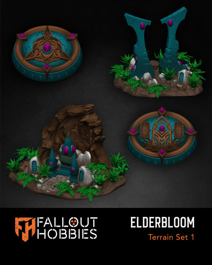 Elderbloom Terrain Set 1 – Ancient Alien Shrine & Objective Marker STL Collection