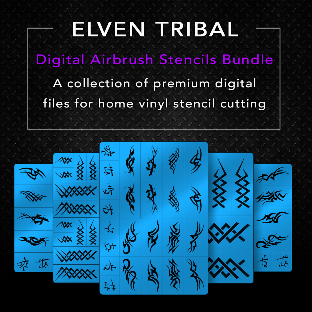 Elven Tribal Digital Airbrush Stencils Bundle