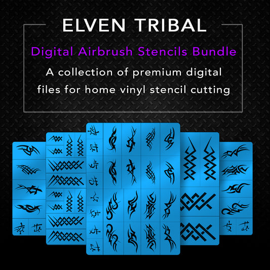Elven Tribal Digital Airbrush Stencils Bundle