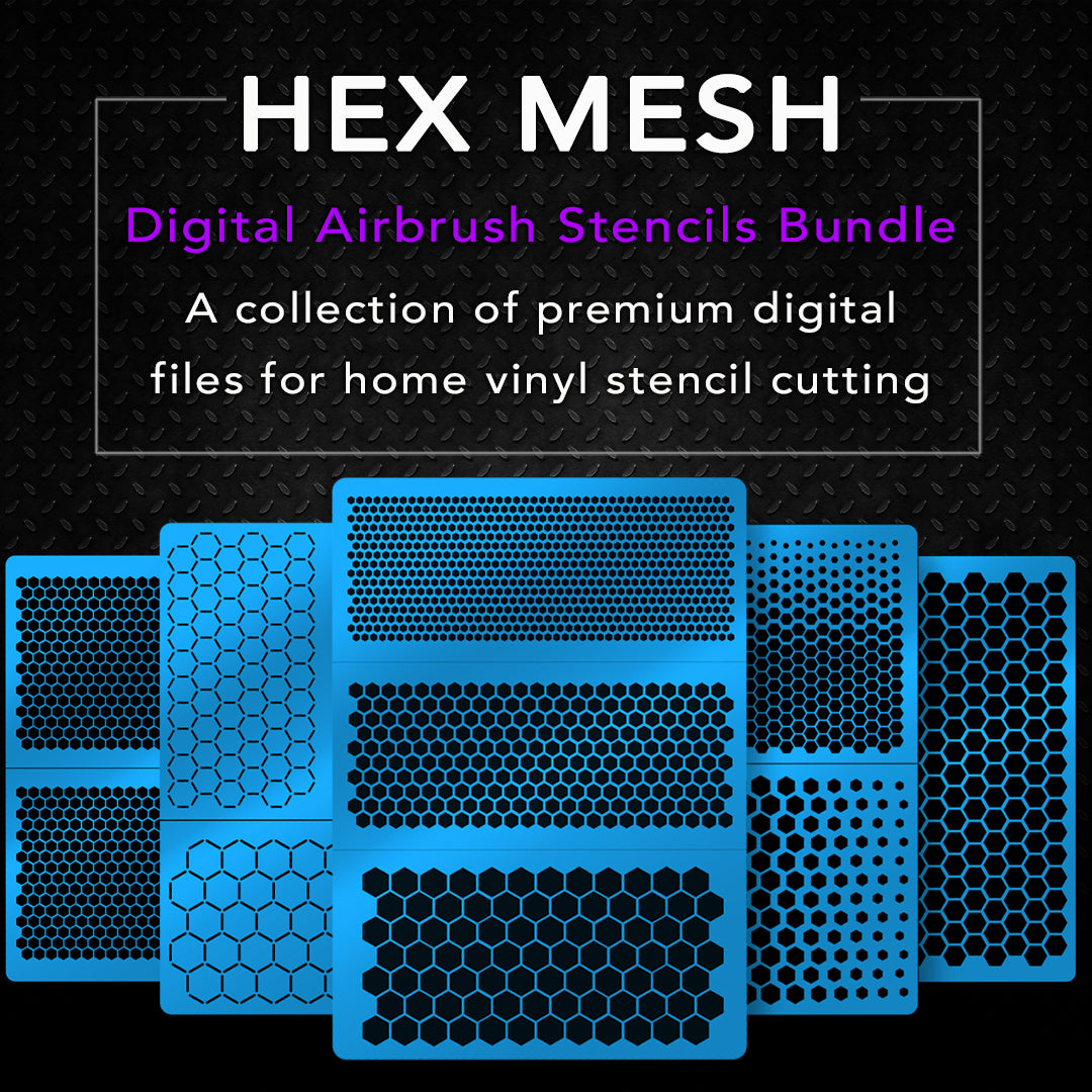 Hex Mesh Digital Airbrush Stencils Bundle