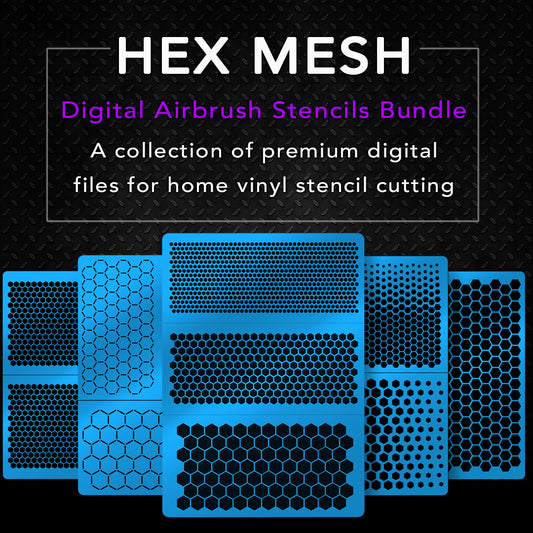 Hex Mesh Digital Airbrush Stencils Bundle