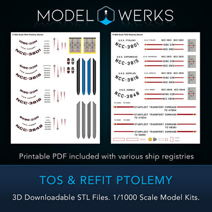 1/1000 TOS and Refit Ptolemy Class STL File Download