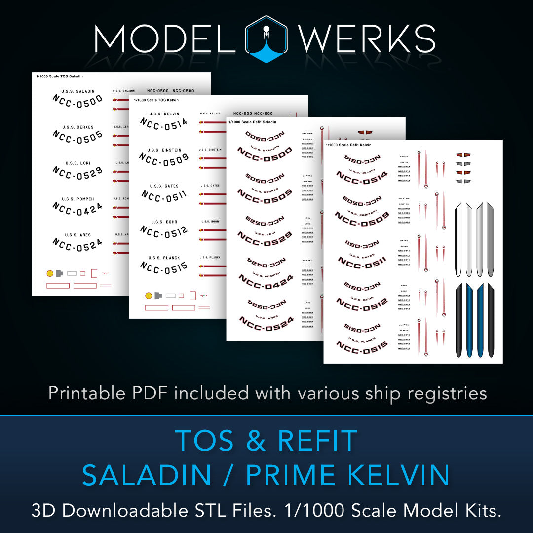 1/1000 TOS and Refit Saladin / Prime Kelvin Class STL File Download