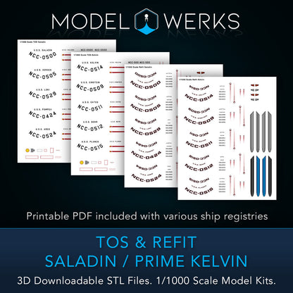 1/1000 TOS and Refit Saladin / Prime Kelvin Class STL File Download