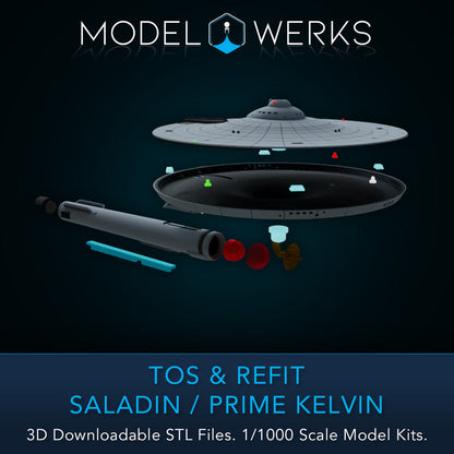1/1000 TOS and Refit Saladin / Prime Kelvin Class STL File Download