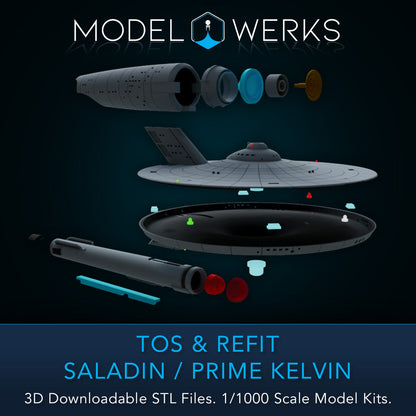 1/1000 TOS and Refit Saladin / Prime Kelvin Class STL File Download