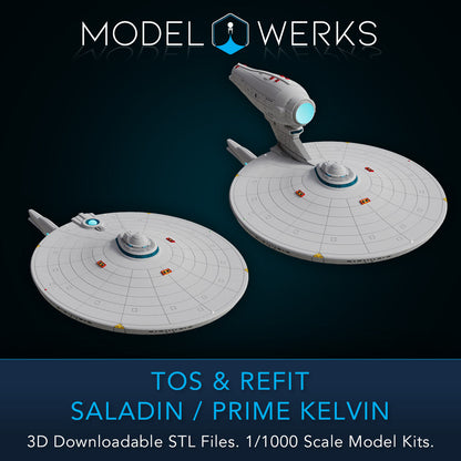 1/1000 TOS and Refit Saladin / Prime Kelvin Class STL File Download