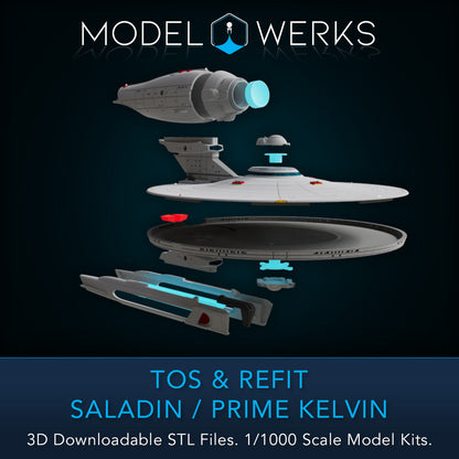 1/1000 TOS and Refit Saladin / Prime Kelvin Class STL File Download