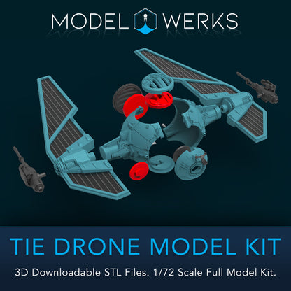 1/72 Scale Tie Drone Full Kit STL File Download