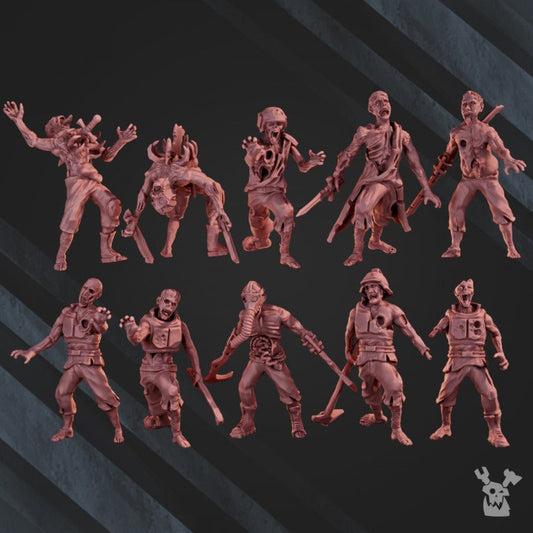 Pandemic Zombies Squad x10 Resin Miniatures Set - DakkaDakka Miniatures alternate view 2