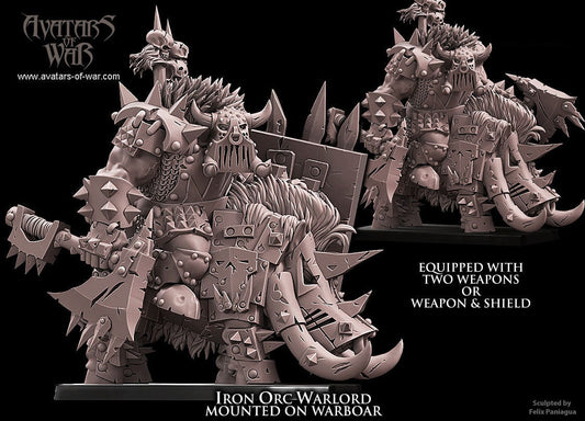 Iron Orc Warlord on Warboar Resin Boss Miniature product image