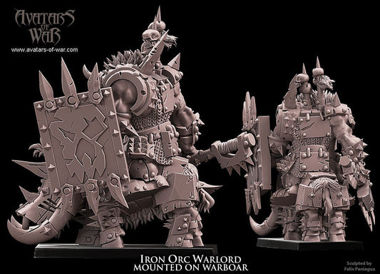 Iron Orc Warlord on Warboar Resin Boss Miniature alternate view 2