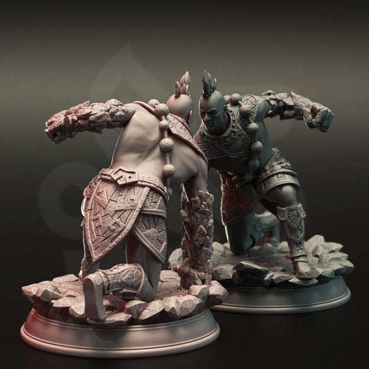 Earth Genasi Brawler Resin Miniature Figure alternate view 2