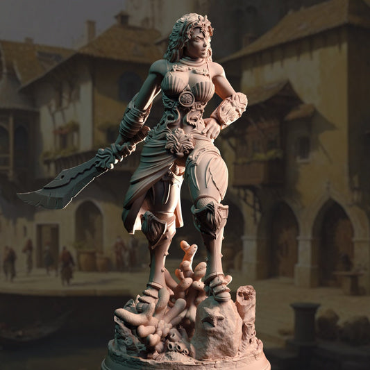 Triton Female Fighter Resin Miniature Figure product image