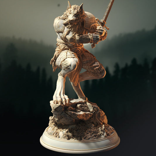 Werewolf Barbarian Fighter Resin Miniature Figure product image