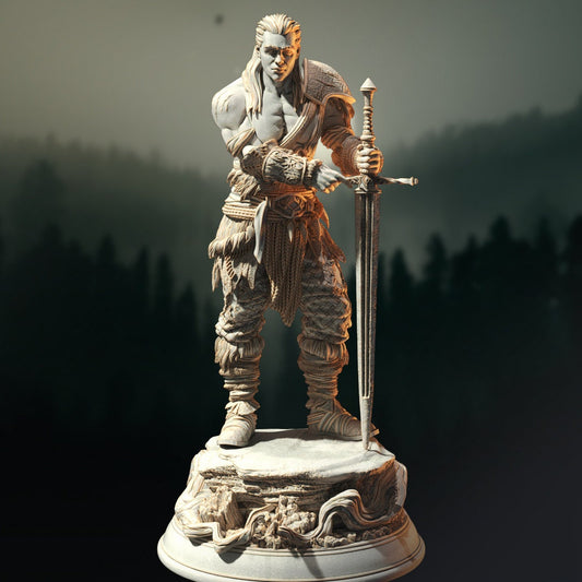 Wild Barbarian Fighter Resin Miniature Figure product image