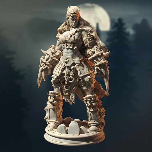 Female Barbarian Berserker Resin Miniature Figure product image