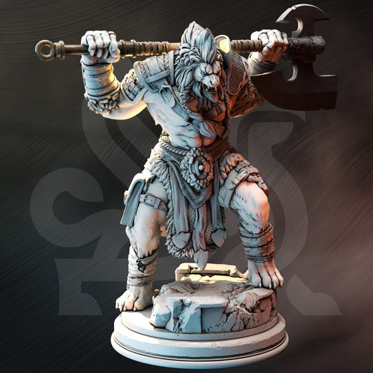 Lion-folk Barbarian Resin Miniature Figure product image