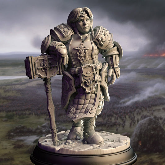 Female Dwarf Paladin Resin Miniature Figure product image