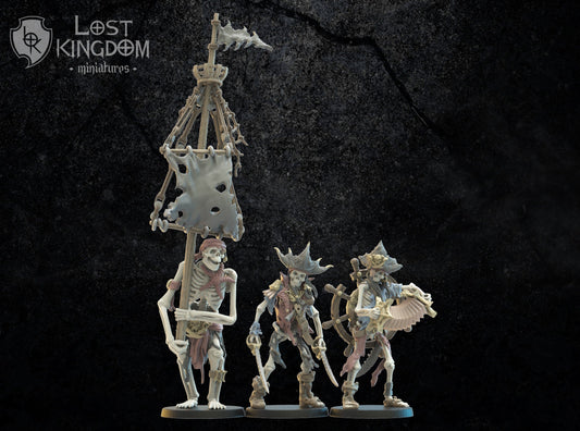 Skeletal Buccaneers Command Group Resin Boss Miniature alternate view 2