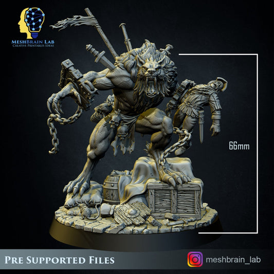 Monstrous Werewolf Resin Miniature Figure alternate view 2