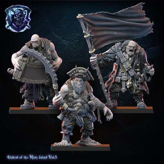 Undead Pirate Ogre Command Group Resin Boss Miniature product image