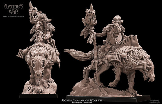 Goblin Shaman on Wolf Resin Miniature Figure alternate view 2