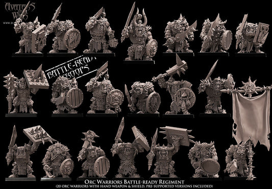 Orc Warrior Battle Ready regiment (20 orcs) Resin Miniatures Regiment product image