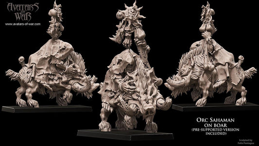 Orc Shaman on Boar Resin Miniature Figure product image