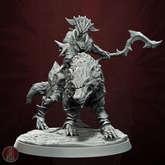 Orc Dire Wolf Riders Resin Miniature Figure alternate view 2