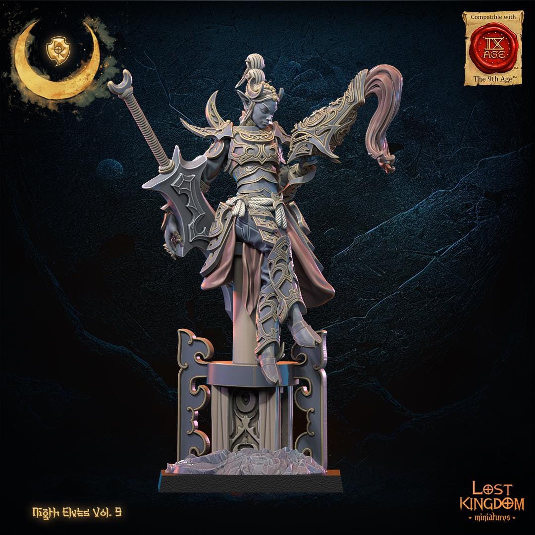3D Printed Night Elf Heroine Yu Ming by Lost Kingdom Miniatures