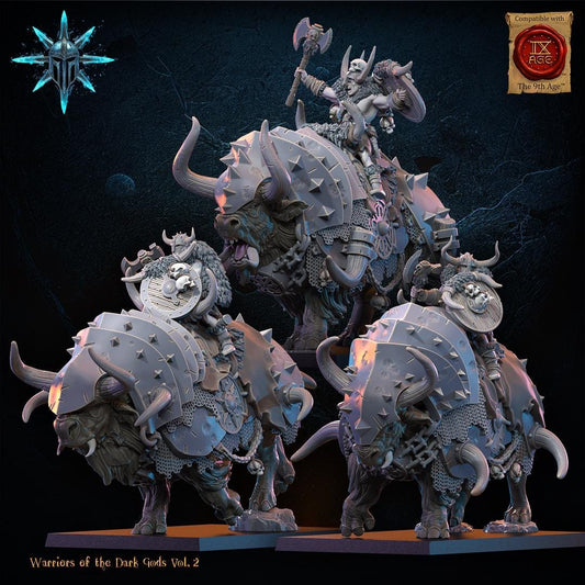 Chaos Barbarian Riders x3 Resin Miniatures Set alternate view 2