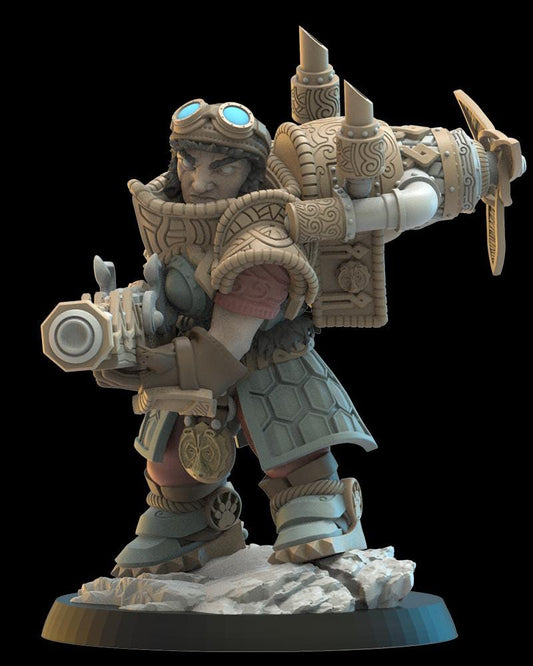 Inga, Dwarf Engineer Captain Resin Boss Miniature alternate view 2