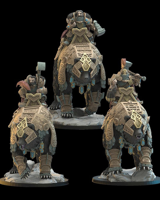Dwarf Bear Riders x3 Resin Miniatures Set product image