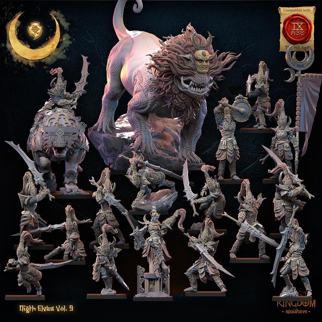 3D Printed Night Elf Command Group by Lost Kingdom Miniatures