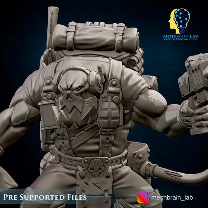 3d Printed Ork Commando with Energy Gun by Meshbrain Labs Miniatures