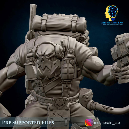 Ork Commando with Energy Gun Resin Upgrade Parts alternate view 2