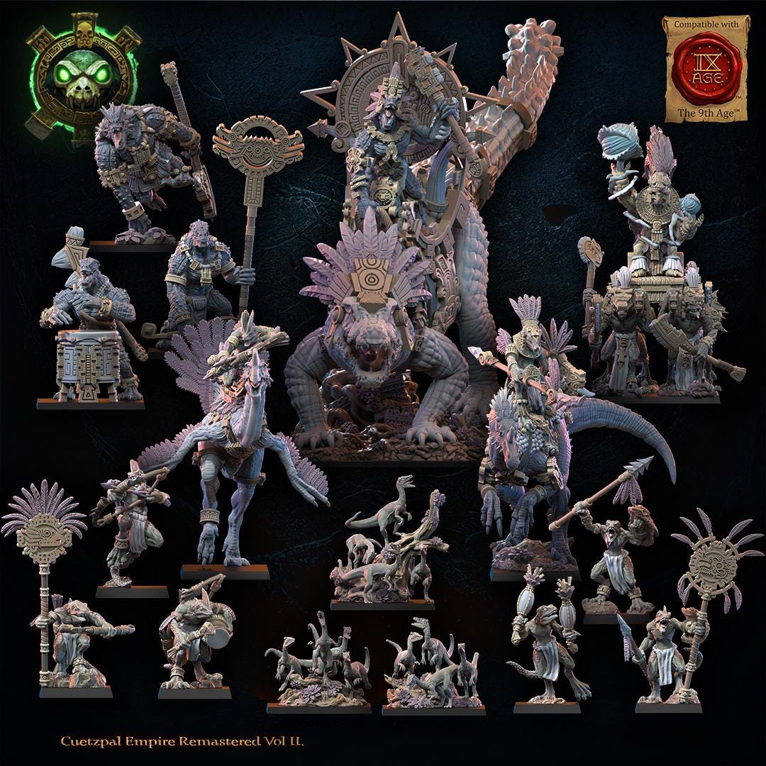 3d Printed Dragon Kin Spear Command Group by Lost Kingdom Miniatures