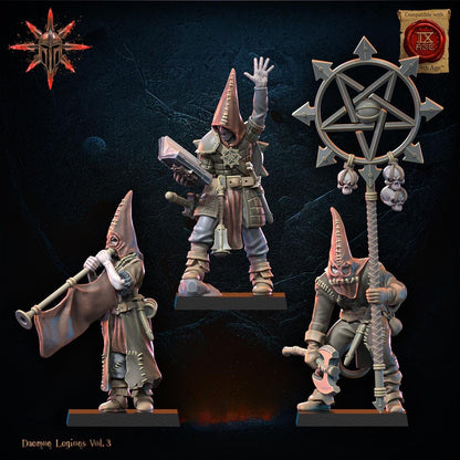 3D Printed Chaos Cultists Command Group by Lost Kingdom Miniatures