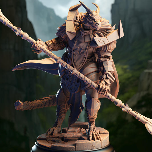 Silver Dragonborn Paladin Resin Boss Miniature product image