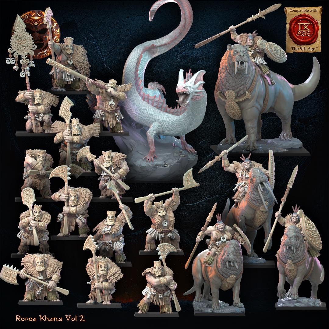 3D Printed Tusker Ariki on Bunyip Mount by Lost Kingdom Miniatures