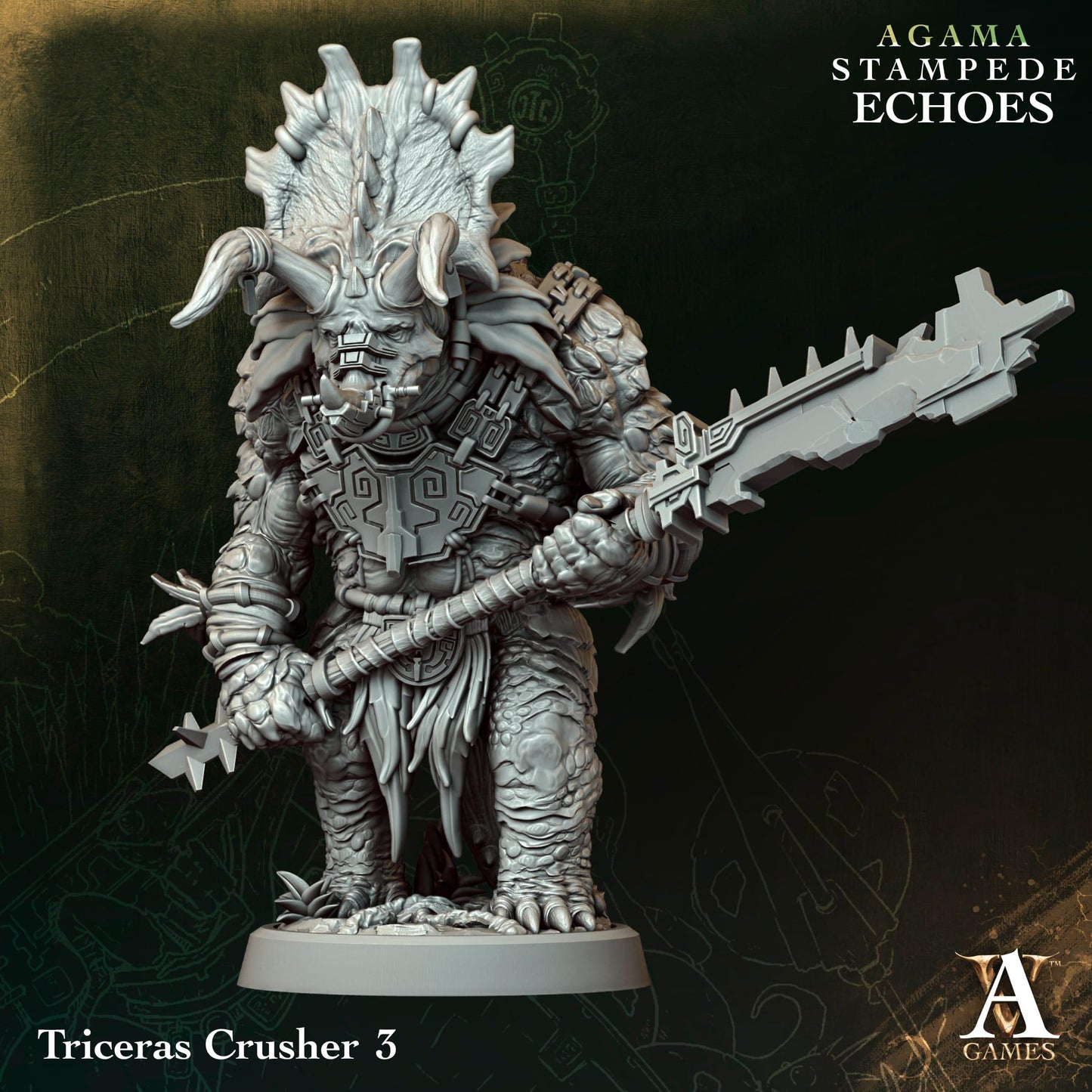 3D Printed Triceras Crusher by Archvillain Games